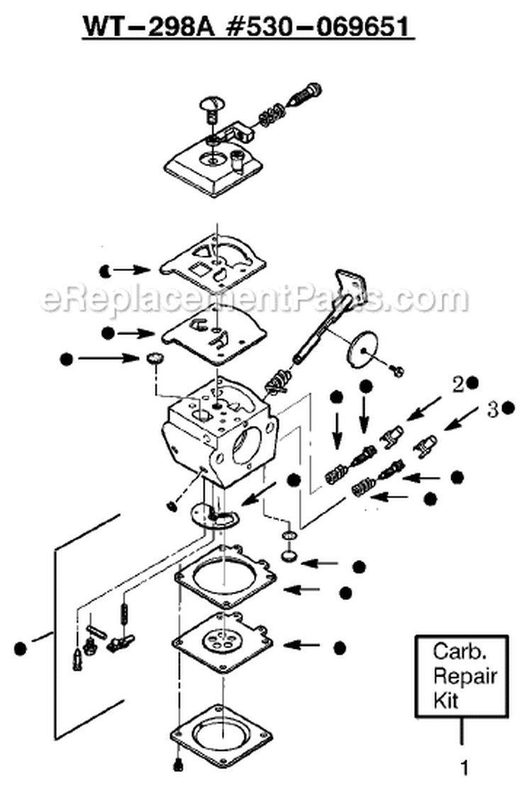 Page B Diagram and Parts List for XT40T  Weed Eater Trimmer